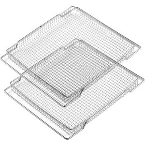 BOV800XL Air Fryer Basket Replacement Parts for Breville Smart Oven Air Fryer Rack 304 Stainless Steel 14’’ x 11.5’’ Toaster Oven Wire Rack B0V800XL B0V845 BSSUSC BOV845BSS Mesh Air Fry Basket 2 Pcs