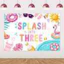 Pool 3rd Birthday Party Decoration Girl, Splash into Three Decoration Backdrop Banner 53ft Summer Pool Background Props for Splish Splash Beach Aloha Tropical 3rd Birthday Party Decoration
