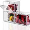 Purse Organizer for Closet, Purse Storage Organizer for Handbag Organizer, Clear Acrylic Display Case with Magnetic Door, Plastic Storage Bins for Book, Collectibles, Cosmetic (3 Pack)
