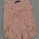 PRETTYGARDEN Womens 2026 Spring Lace Tops Short Puff Sleeve Casual Dressy Blouses Eyelet Crew Neck Button Down Shirts (Large, Pink)