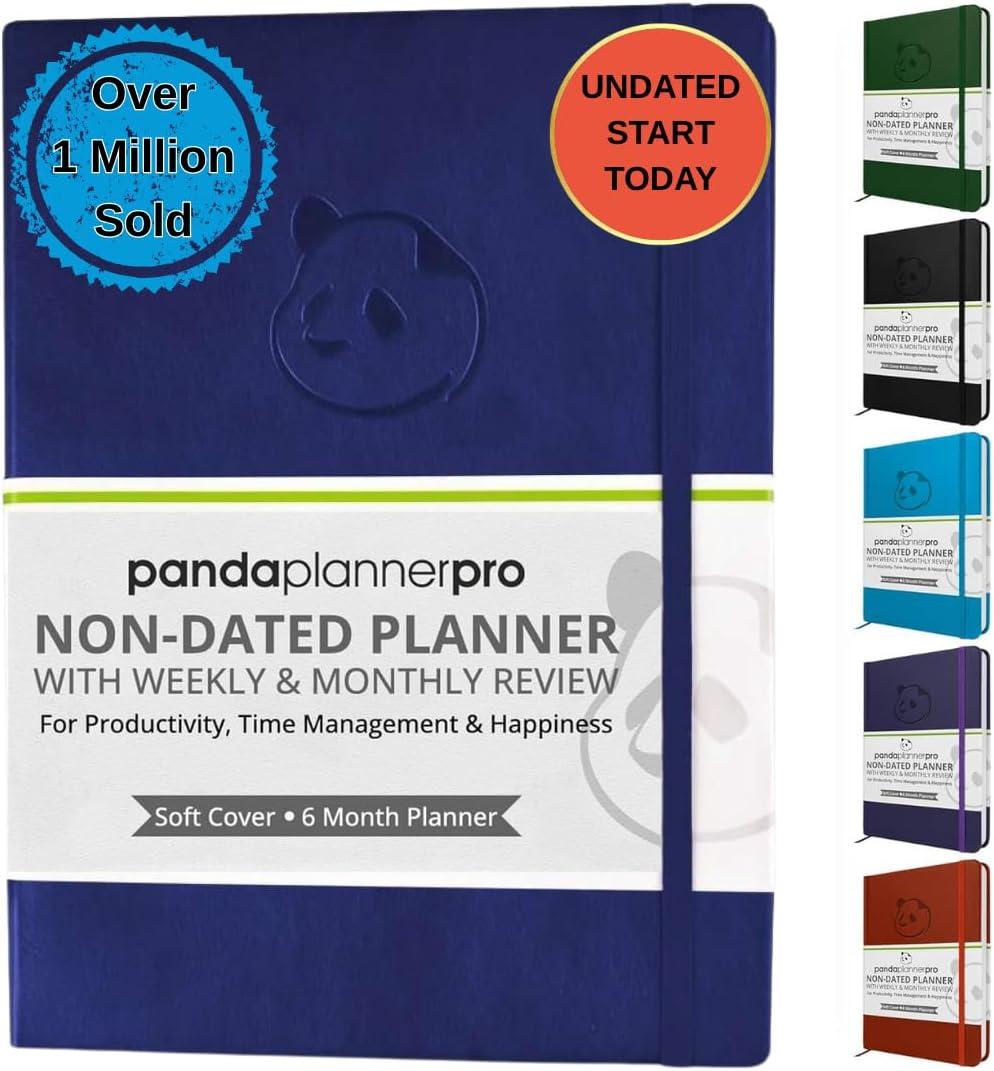 Panda Planner Pro A4 Daily Planner 2026  6 Month Undated Planner with Hourly Schedule, Large 8.5x11 Layout, To Do List, Daily Journal, Goal Planner, Habit Tracker & Gratitude Organizer for Home/Office  Purple