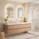 Keonjinn 24x36 Inch Gold Arched LED Bathroom Mirror, Frontlit & Backlit