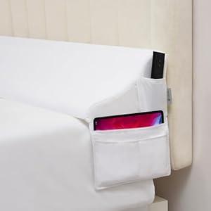Vekkia King Wedge Pillow for Headboard Gap/ Bed Wedge Mattress Crack Filler Pillow with Handy Pockets, to Close The Gap (0-6") Between Headboard and Mattress, (White 76"x10"x7")
