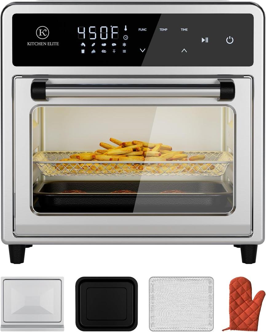 Air Fryer Toaster Oven Combo,10-in-1 12.6QT Compact Countertop Oven,9 Touch Screen Presets & 1 DIY Function,Easy Digital Controls,4 Accessories Included,Stainless Steel,Kitchen Elite Air Fryer Toaster Oven Combo,10-in-1 12.6QT Compact Countertop Oven,9 Touch Screen Presets & 1 DIY Function,Easy Digital Controls,4 Accessories Included,Stainless Steel,Kitchen Elite