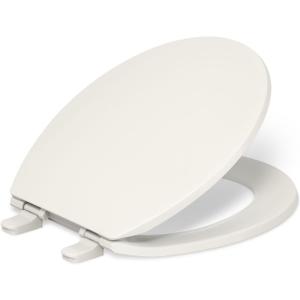 KOHLER K-4775-96 Brevia Round Toilet Seat with Quick-Release Hinges And Quick-Attach Hardware For Easy Clean, Biscuit