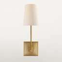 Generic Wall Lights for Living Room, Modern Linen Shade with Metal Frame Sconce, 4.75 w x 6.5 d x 15.5 h (Brass)