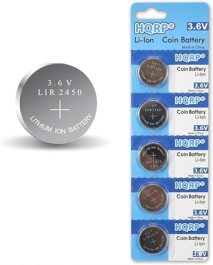 HQRP 5-Pack Li-Ion Battery Compatible with LIR2450 LIR-2450 Solar Flashlight, Miller Digital Elite Helmet