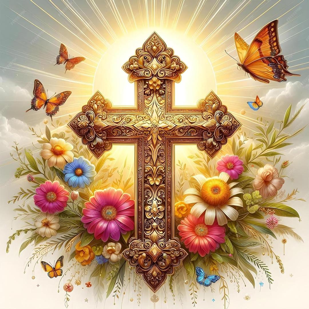 ijbnhd Cross Diamond Art Kits for Adults, Cross Diamond Painting Kit for Beginners, DIY Round Full Drill Gem Art Craft for Home Wall Decor 12x 16 in