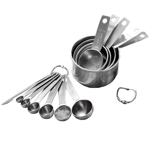 Stainless Steel Measuring Cups & Spoons Set, 12 Pieces Kitchen Measuring Sets Gadgets tool,For Cooking & Baking,Measure Dry & Wet Ingredients And Liquid (Cups & Spoons)