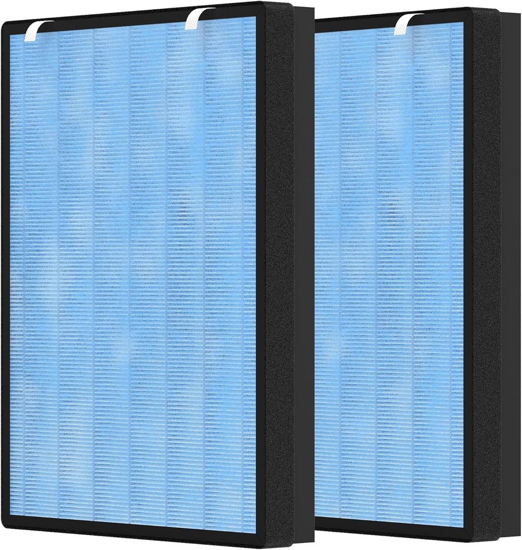 2 Packs HSP002 Replacement Filter Compatible with HSP002 Air Cleaner Purifier 2.0, 4 Stages of Filtration with H13 True HEPA Filters, Activated Carbon Filters, Pre-Filter & Cold Catalyst