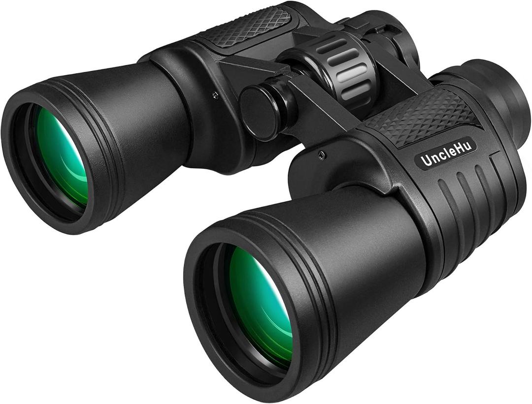 UncleHu 20x50 High Power Binoculars for Adults with Low Light Night Vision, Compact Waterproof Binoculars for Bird Watching Hunting Travel Football Games Stargazing with Carrying Case and Strap (Black)
