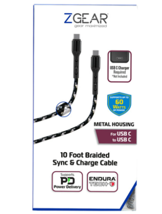 ZGEAR 10 Foot Braided Sync & Charge Cable