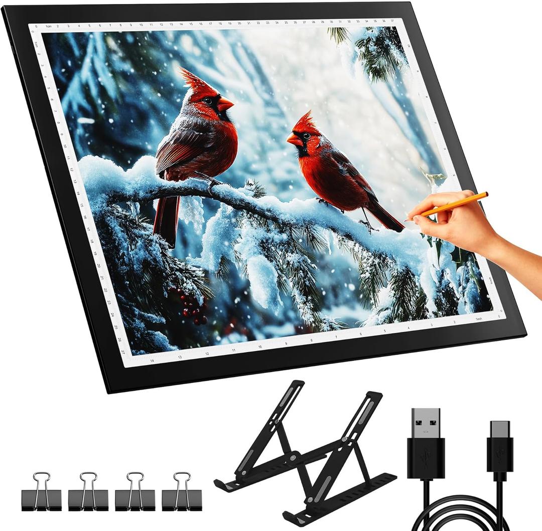 DONPODER A3 Light Pad for Diamond Painting with Stand, Diamond Art Light Board 5500 Lux,Tracing Light Box 10 Levels/Stepless Dimming Diamond Art for Sketching,Animation,Tattoo,Diamond
