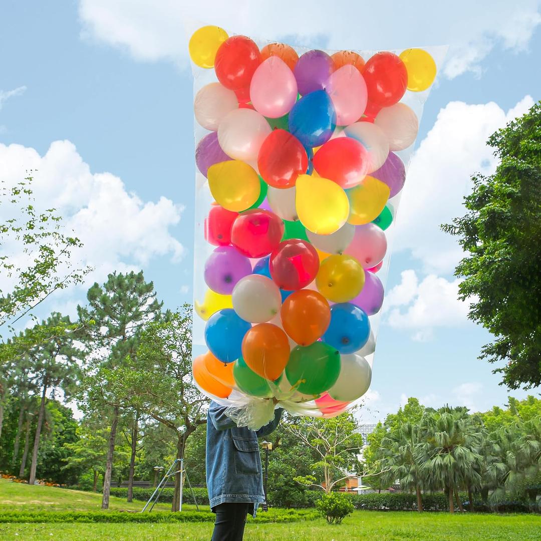 4PCS Balloon Bags, 2PCS 98x59", 2PCS 59x47", Transparent Giant Big Large Reusable Clear Plastic Storage Container Cover Tool for Bulk Transport Organizing, Ceiling Release Popper Drop on New Years Eve