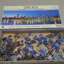 Masterpieces 1000 Piece Chicago Puzzle Panoramic Skyline Jigsaw, Windy City Landmark Design with Lake Michigan and Willis Tower, Premium Random Cut Puzzle Pieces, 13 x 39 Collectible Display Art Print