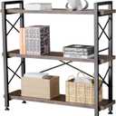 3 Tier Bookshelf, Open 3 Shelf Short Bookcase, Rustic Shelves with Metal Frame, Industrial Book Shelf for Bedroom Home Office Living Room, Rustic Brown