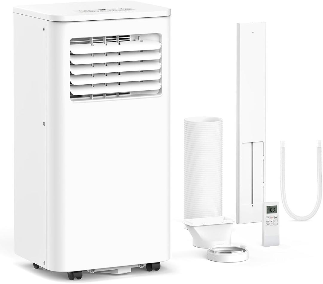 ZAFRO 8,000 BTU Portable Air Conditioners, 4 Modes Portable AC Unit Built-in Cool/Dehumidifier/Fan/Sleep, 24Hrs Timer, for Bedroom/Indoor Rooms, White