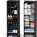 SpaceAid 2 Pack Hanging Closet Organizer and Storage with Dividers, 24 Compartments Hanging Shoe Shelves for Closet, Wardrobe, RV, Garment Rack - Black