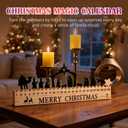 Black Metal Santa Claus & Nativity Scene Advent Calendar 2025 with Five Pointed Star Rotation Wooden Base for Interactive Christmas Countdown, Christmas Decorations Indoor to Welcome Celebrate (Nativity)