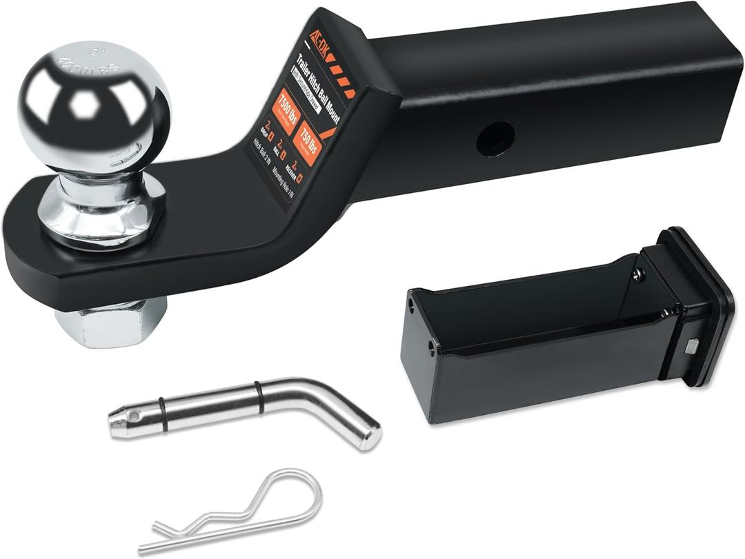 AC-DK 2" Trailer Hitch with Concealed Key Vault Drawer | Includes 5/8" Hitch Pin and 2-inch Ball | Secret Recessed Storage for Keys and Money