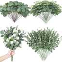 180 Pcs 3 Kinds Mixed Artificial Eucalyptus Stems Bulk Fake Silver Dollar Eucalyptus Leaves Greenery Stems Floral Picks for DIY Bouquets Vase Floral Arrangement Wedding Home Decor