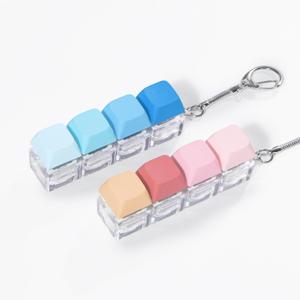 Keyboard Fidget Toys for Adults Stress Anxiety Relief, 2 PCS Keyboard Clicker Fidget to Make Hands Busy, Portable Fidget Keychain for Clicking at Office Work Study (Pink & Blue)