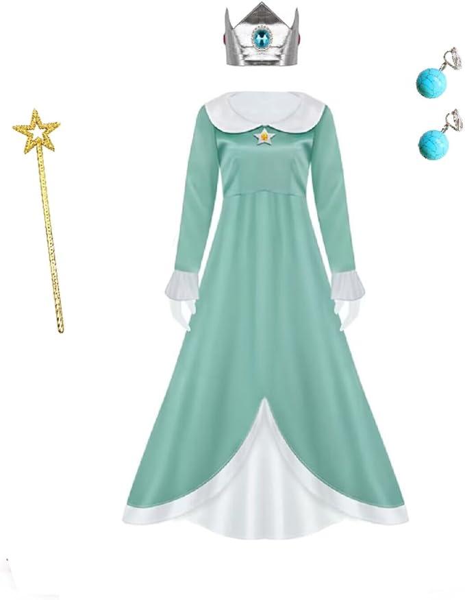 Princess Peach Dress Princess Peach Cosplay Costume with Crown Kids Skirt for Halloween Party, Kids 110