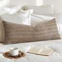 OTOSTAR Corduroy Decorative Lumbar Throw Pillow Cover 14x36 Inch Super Soft Boho Striped Rectangle Pillow Covers Case Modern Cushion Covers for Sofa Couch Bedroom Car Decor Brown