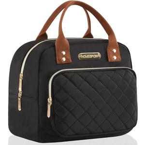 Buringer HOMESPON Lunch Bag for Woman Man Adults with Front Pocket Insulated Lunch Tote Lunch Box Container for Work Picnic or TravelGolden Black