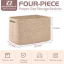 OIAHOMY 4 Pack Storage Baskets for Organizing, Cube Storage Bins for Shelves, Rectangle Storage Baskets With Handles, Woven Baskets for Storage, 16''Lx12''Wx8''H, Brown