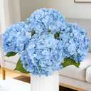 Bassion 4 Pcs 21" Hydrangea Artificial Flowers, Realistic Blue Latex Real Touch Faux Hydrangeas Fake Flowers for Bouquets Wedding Party Table Centerpieces Arrangements Indoor Home Decorations Outdoors