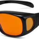 Eyekepper 100% Blue Light Reduction,Huge Fitover Anti-Blue Blocking Computer Eyeglasses with Extra Amber Lenses, Black