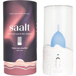 Saalt Menstrual Cup Steamer - Period Cup & Disc Sanitizer - Hands-Free Steam Sanitizer- No-Boil Design with Removable Power Cord - Compact & Portable - Arctic Mist