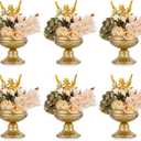 Metal Vases for Table Centerpieces, Hewory Gold Compote Pedestal Vase Floral Container Bulk, Brass Mini Footed Bowl Flower Holders Center Pieces for Wedding Birthday Party Anniversary (10pcs, 6.5in)