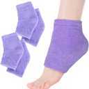 Moisturizing Heel Socks for Women, Cotton Blend with Jojoba Oil, Olive Oil and Vitamin E, 2 Pairs Purple