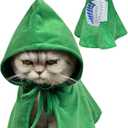 Dog Cat Halloween Costumes Pet Robe Cape Hoodie Green Cloak Outfit (One Size)