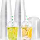100 PACK 12 oz Clear Plastic Cups with Dome Lids, Disposable Dessert Parfait Cups for Ice Cream, Iced Cold Coffee Drinks, Cupcake, Fruit for Party