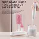 Rechargeable Electric Bottle Brush with Stand - 360 Spin Silicone Cleaner for Baby Bottles, Breast Pumps & Small Household Containers (Pink)