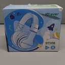 iClever BTH12 Kids Bluetooth Headphones,Colorful LED Lights Kids Headphones Wireless,74/85dBA Safe Volume,85H Playtime,Fast Charging,Bluetooth 5.2,Over Ear,Built-in Mic for iPad/Tablet/Airplane,Blue