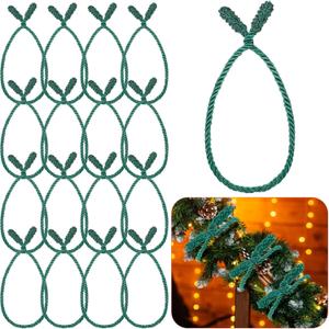 Zhengmy 16 Pcs 20 Inches Christmas Garland Ties Christmas Decorative Twist Ties for Banister Reusable and Flexible Twist for Xmas Home Decorations Holiday Craft Wrapping (Green)