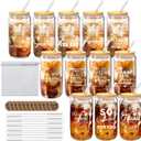 12 Set Thank You Gifts Employee Appreciation Gifts Bulk, 16 oz Glass Cups with Lids Straws Brushes and Gift Cards for Staff Coworker Friends Teacher Nurse