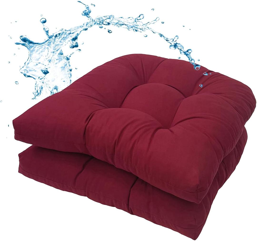 MTMR Outdoor Chair Cushions Set of 2, Water-Repellent 19X19 Patio Chair Cushions with High Elasticity PP Cotton, No Fading Tufted Patio Furniture Cushions, Thick Seat Cushions for Outdoor Furniture
