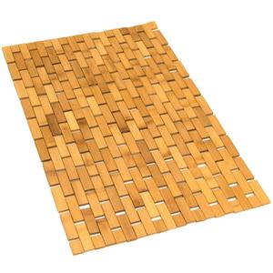 Natural Bamboo Bath Mat, Wooden Door Mat Kitchen Floor Bath Rug, Bathroom Shower and Tub Mats, Wooden Bath Mat for Shower, Bath, Spa Or Sauna (16 x 24 Inch)