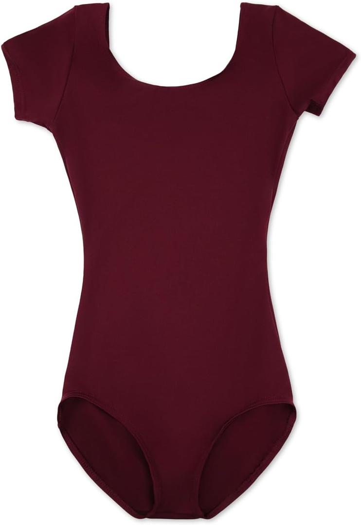 Capezio girls Short Sleeve Leotard - Girls (Large, Maroon)