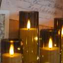3 x Flameless Flickering 2.2" x5" 6" 7" 8" 8" Candles, LED Battery Operated Grey Clear Plastic Timer Pillar Realistic Wick Candles (Long Lasting 600 Hrs, Pack of 5)