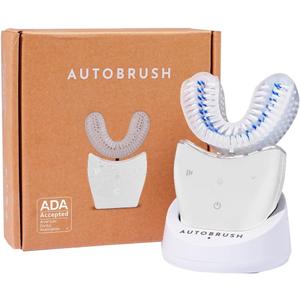 autobrush Sonic Pro U Shaped Adult Electric Toothbrush with Unique 360 Nylon Bristles, 3 Cleaning Modes, Ultrasonic LED Lights, Rechargeable, Waterproof (Double-Sided, White)