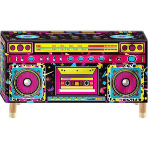 6Ft 80s 90s Party Radio Tablecloth, Back to 90s Hip Hop Party Birthday Table Cover Decor for 1990s Theme Party Decorations Supplies