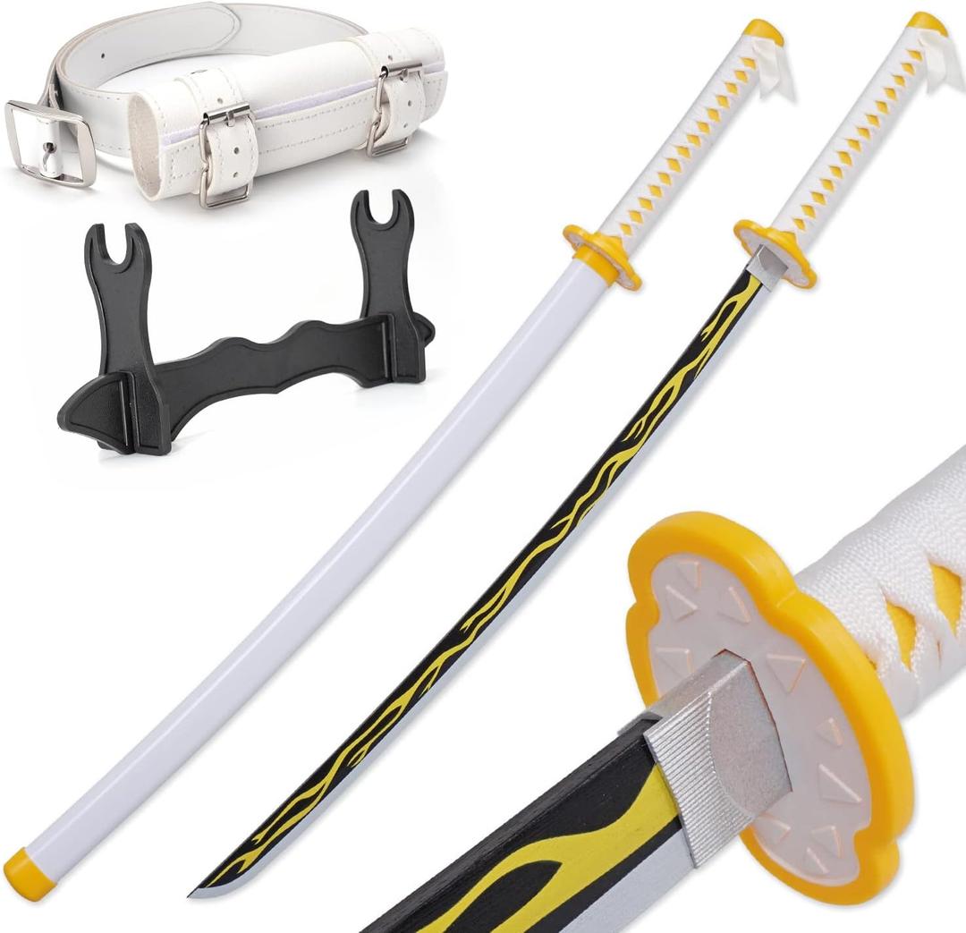 Zisu Demon Katana Sword, About 41 inches, Hashira Pillars & Protagonist Katana for Cosplay Purpose, Anime Original Texture (Yellow)