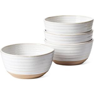 LE TAUCI Soup bowls 28 oz, Ceramic Cereal Bowl for Kitchen, Stoneware Bowl for Pho, Chip, Fruit, Salad, Noodle, Ramen, Housewarming Present- 6 Inch, Set of 4, Arctic white