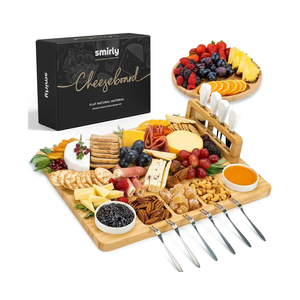 SMIRLY Charcuterie Boards Set, Large Cheese Board Set, Natural Bamboo Charcuterie Tray Cheese Platter with Accessories - Housewarming Gifts New Home, Wedding & Bridal Shower Gifts for Women, Couples